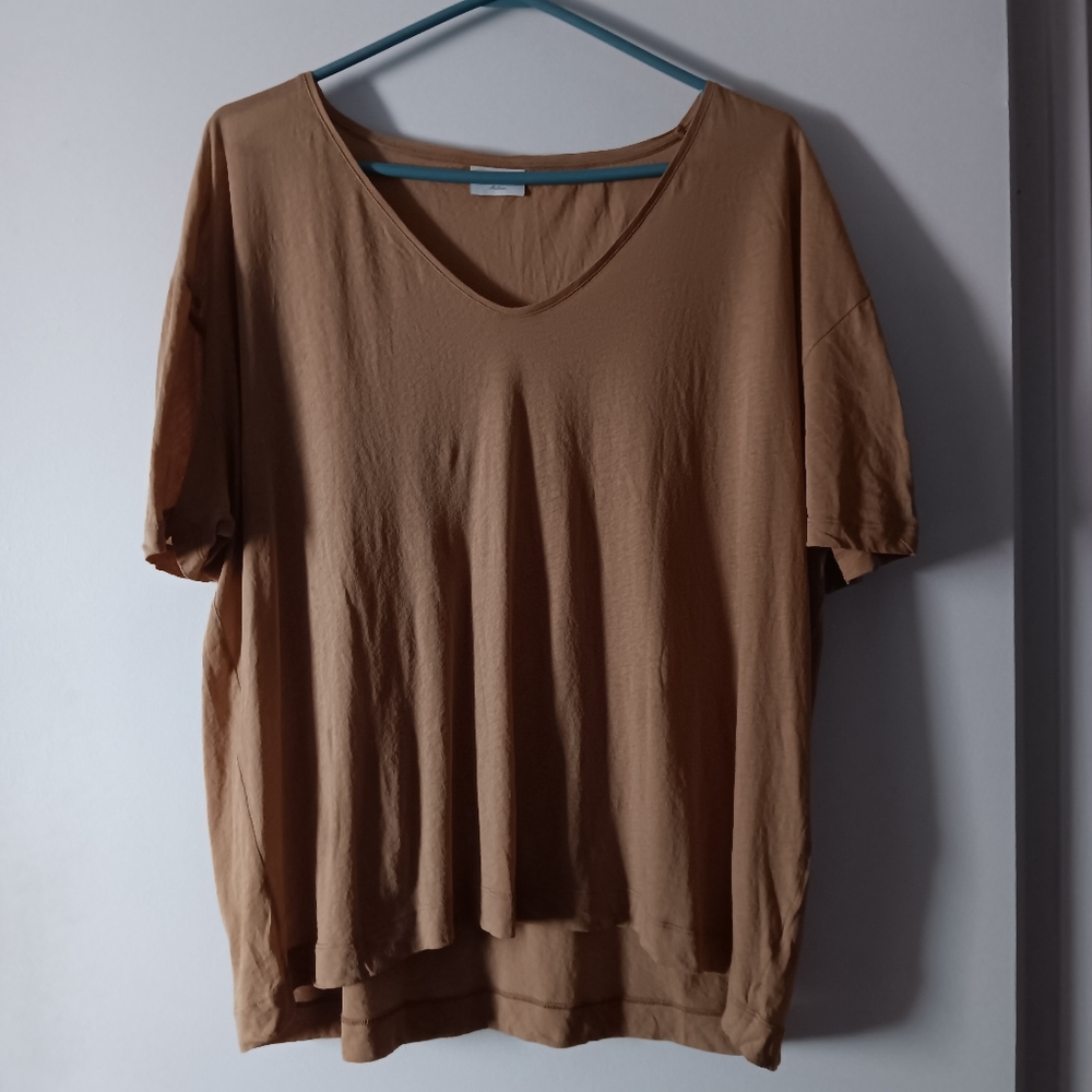 DRIES VAN NOTEN Tan Tissue Cotton V Neck Tee M